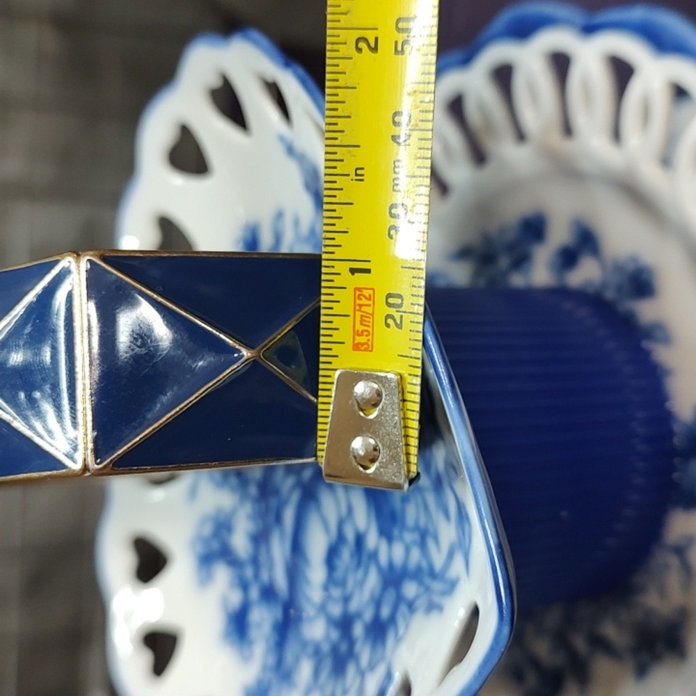 Geometric Blue and Gold Bracelet - Picture 2 of 5
